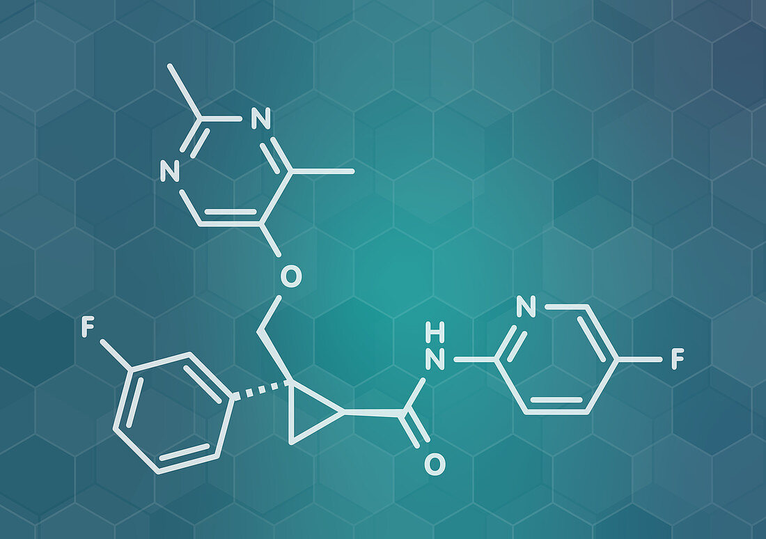 Lemborexant insomnia drug molecule, illustration