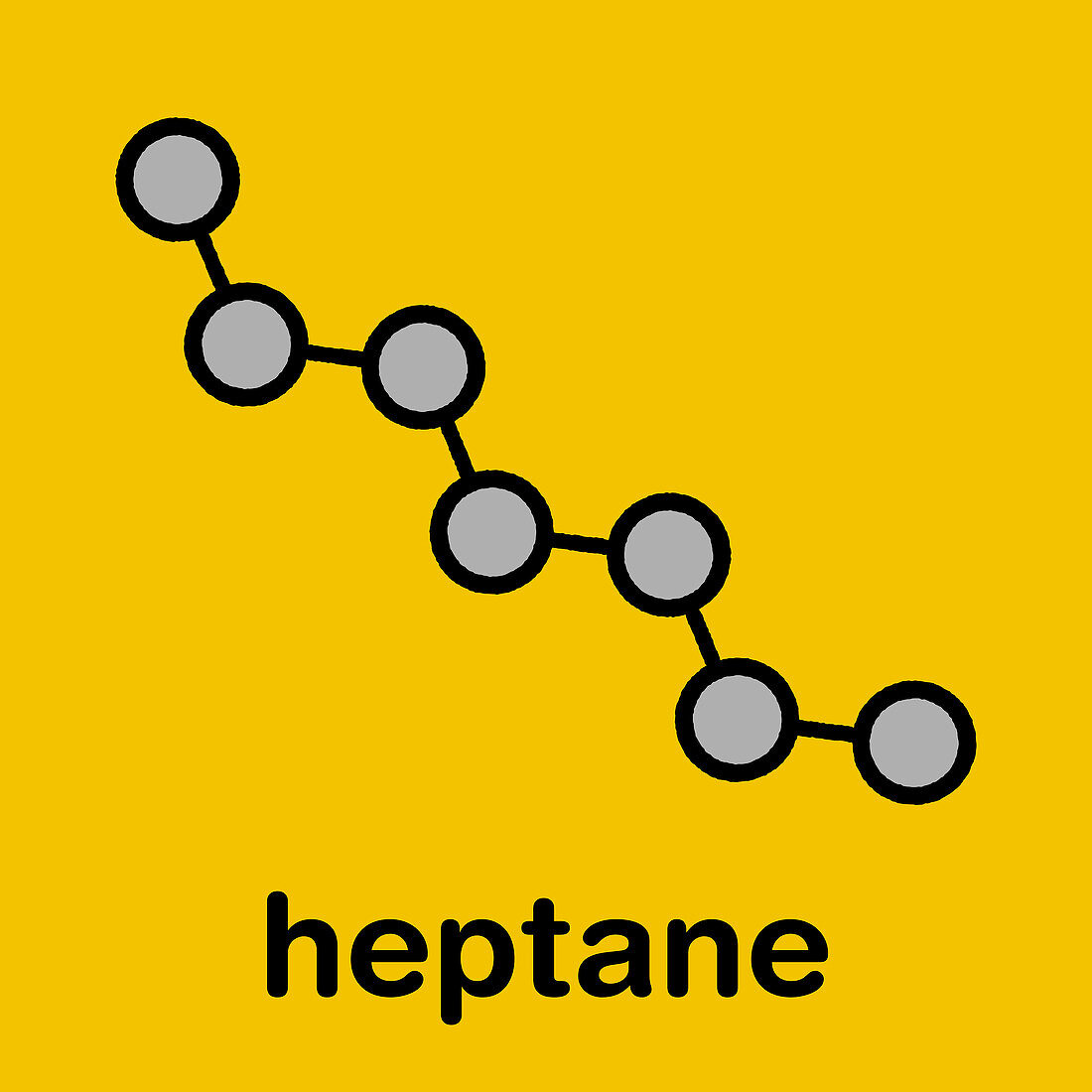 Heptane alkane molecule, illustration