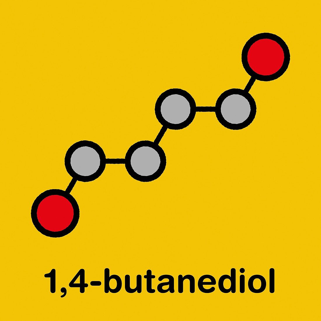 1, 4-Butanediol solvent molecule, illustration