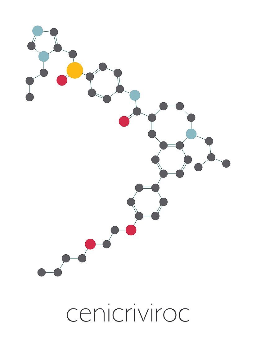 Cenicriviroc HIV drug molecule, illustration