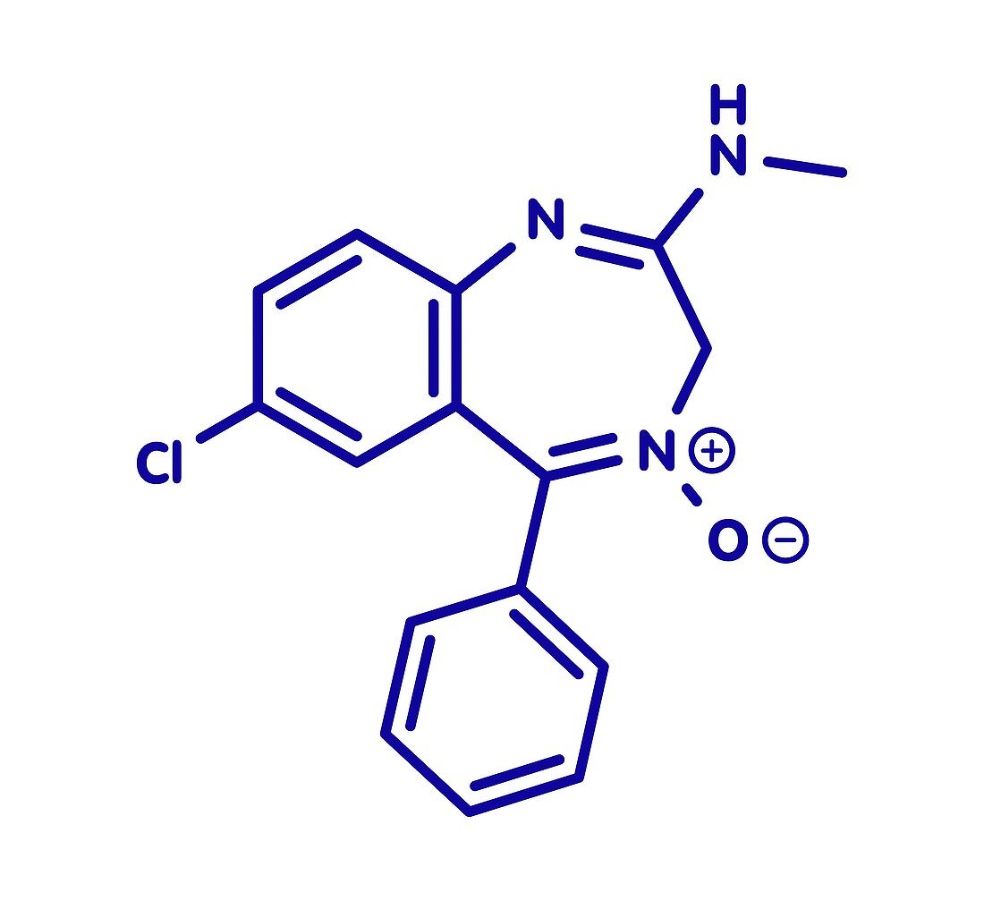 Chlordiazepoxide sedative and hypnotic drug, illustration