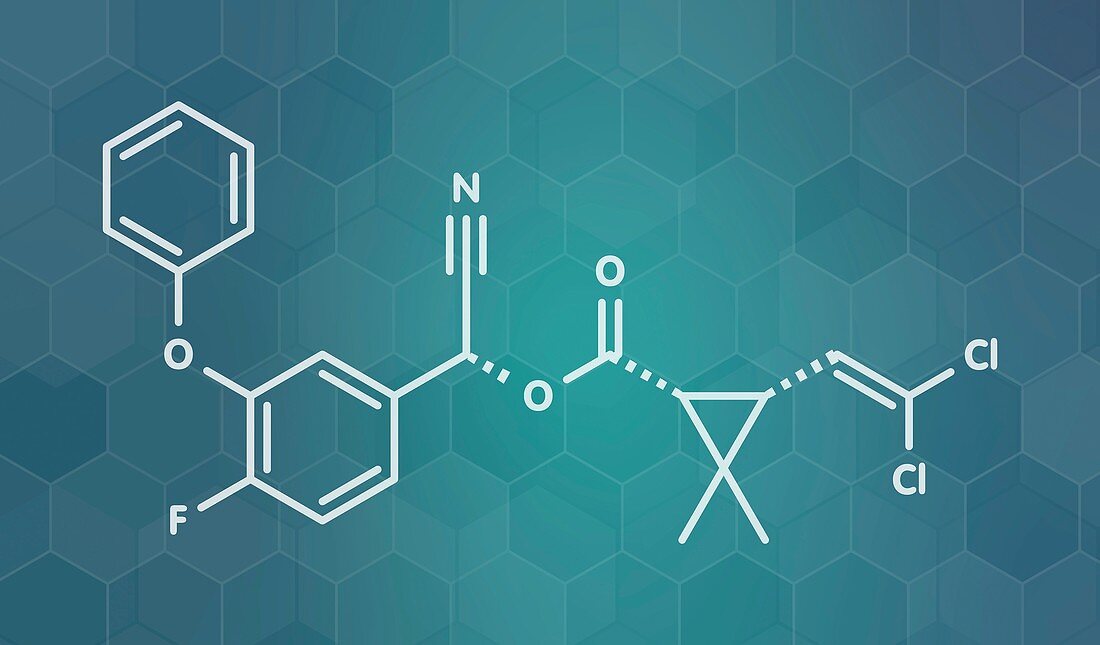 Cyfluthrin insecticide molecule, illustration