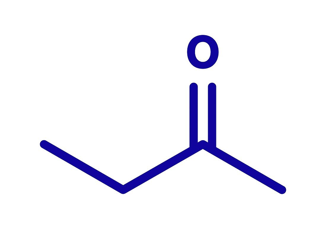 Butanone industrial solvent molecule, illustration