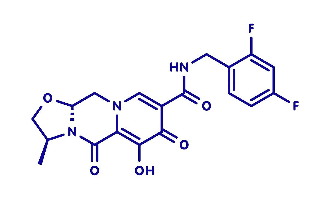 Cabotegravir HIV drug molecule, illustration