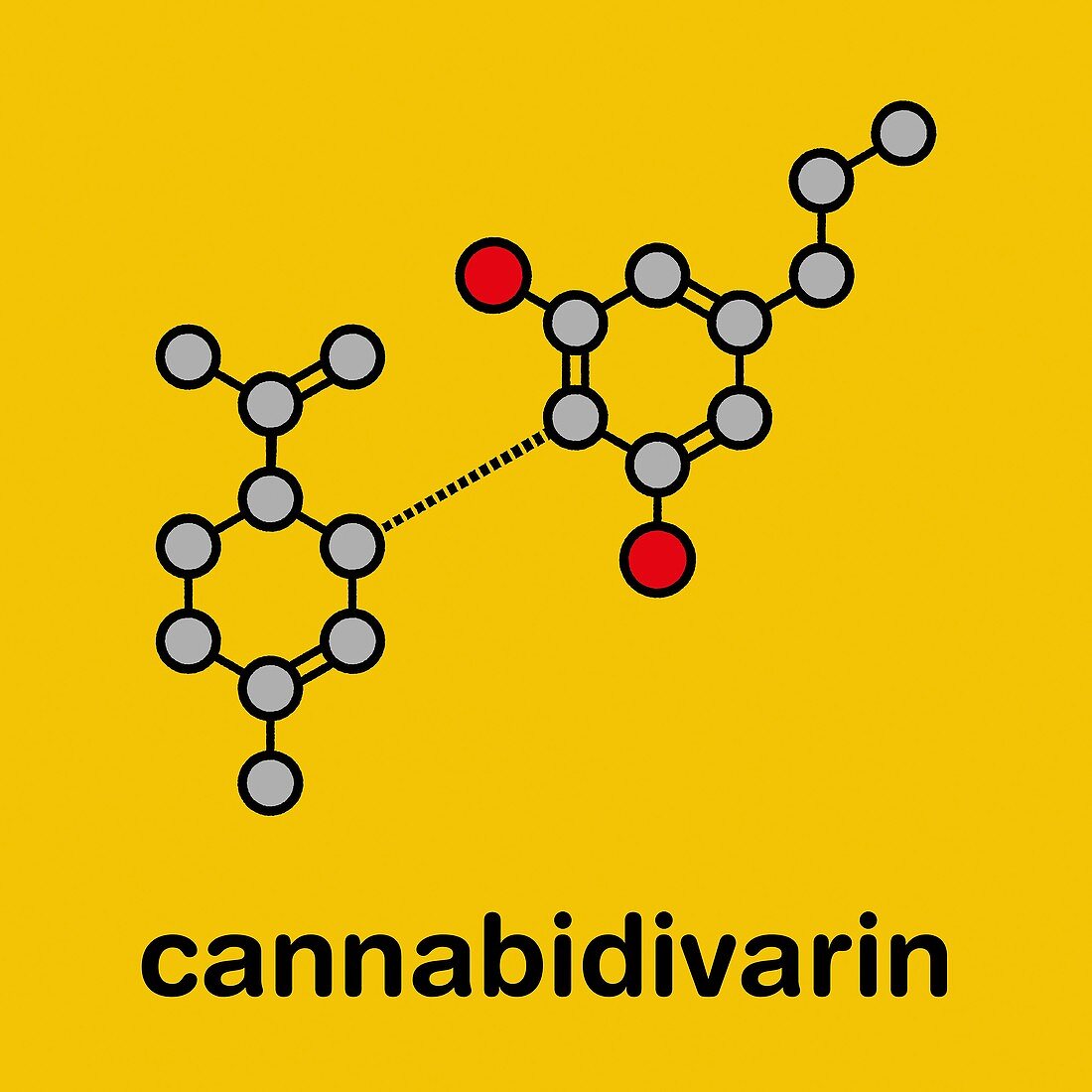 Cannabidivarin cannabinoid molecule, illustration