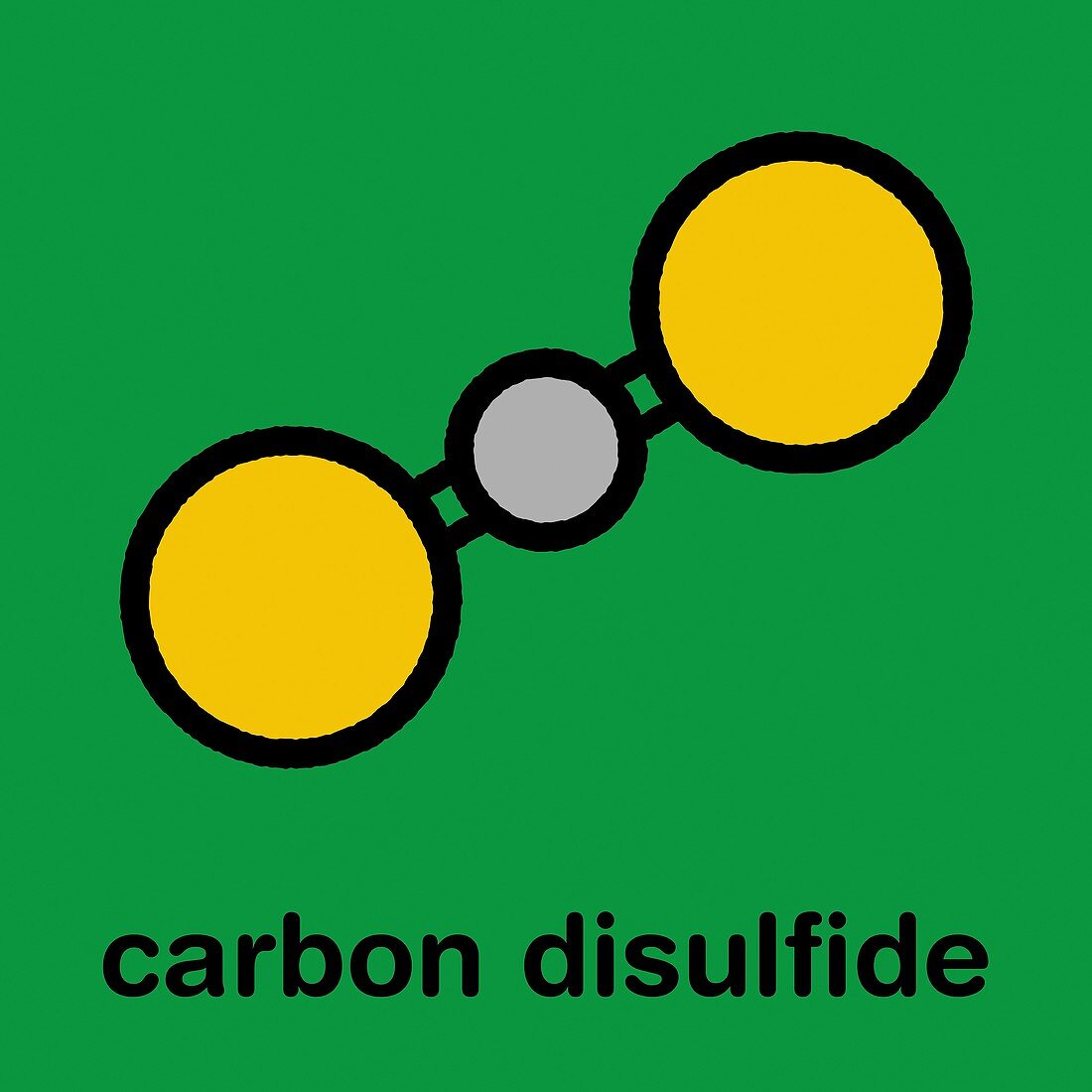 Carbon disulfide molecule, illustration