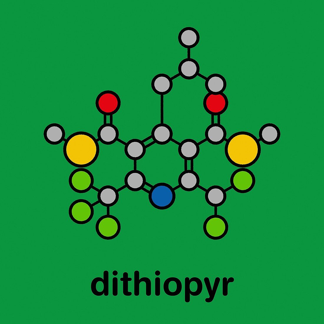Dithiopyr preemergent herbicide molecule, illustration