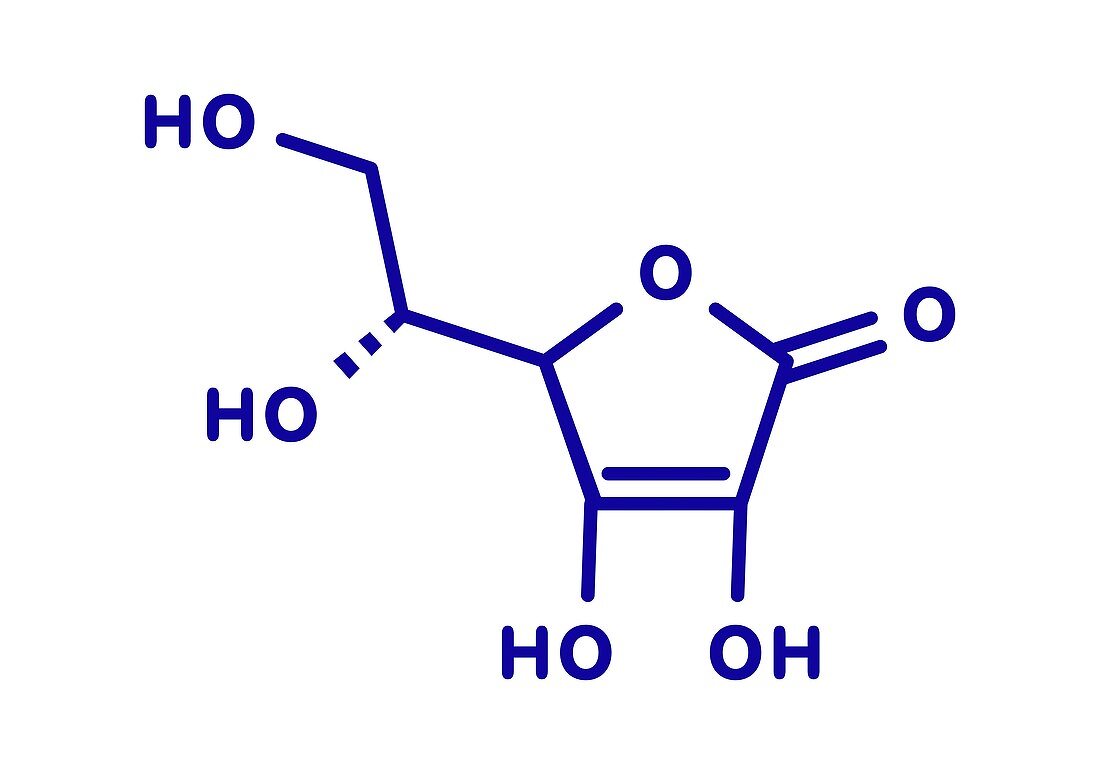 Erythorbic acid food preservative molecule, illustration