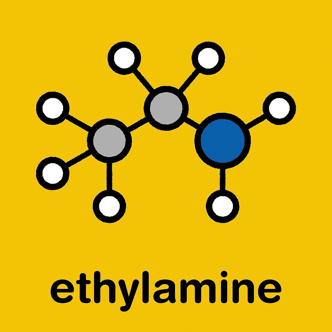 Ethylamine organic base molecule, illustration