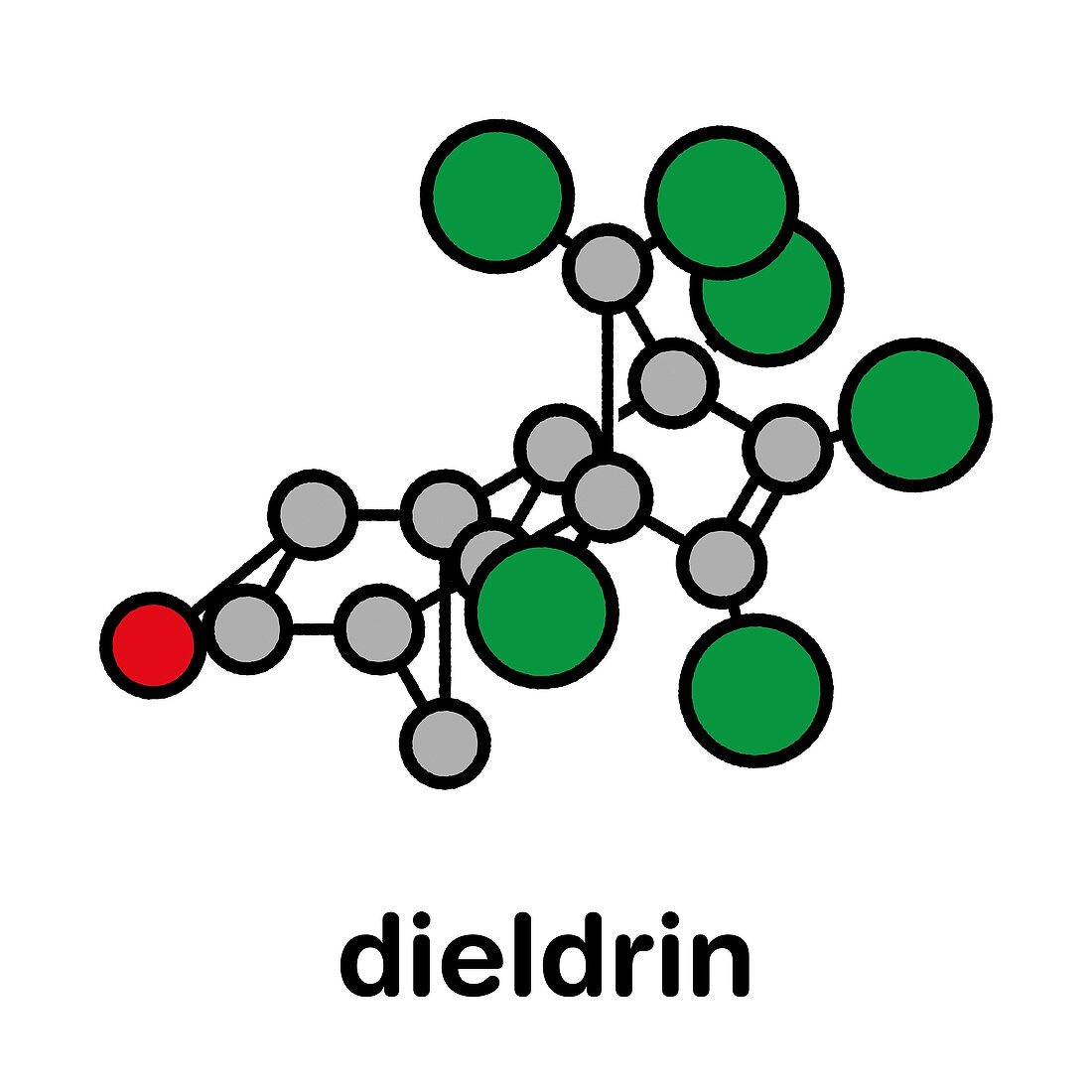 Dieldrin pesticide molecule, illustration