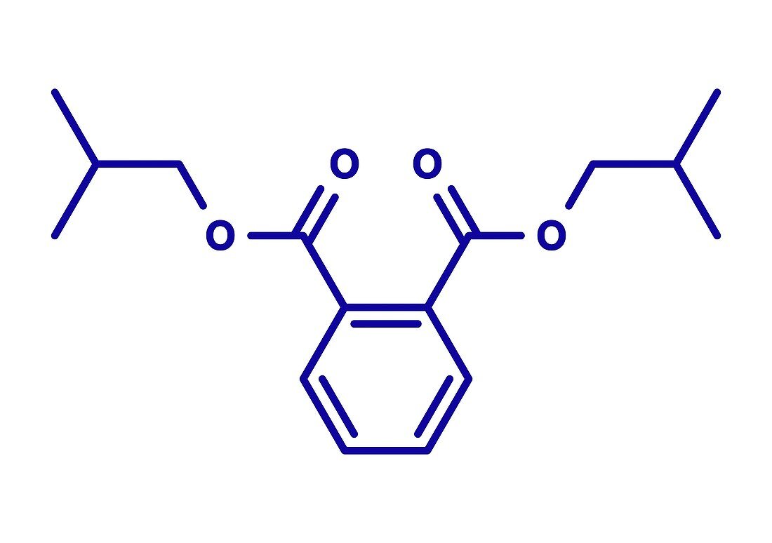 Diisobutyl phthalate plasticizer molecule, illustration