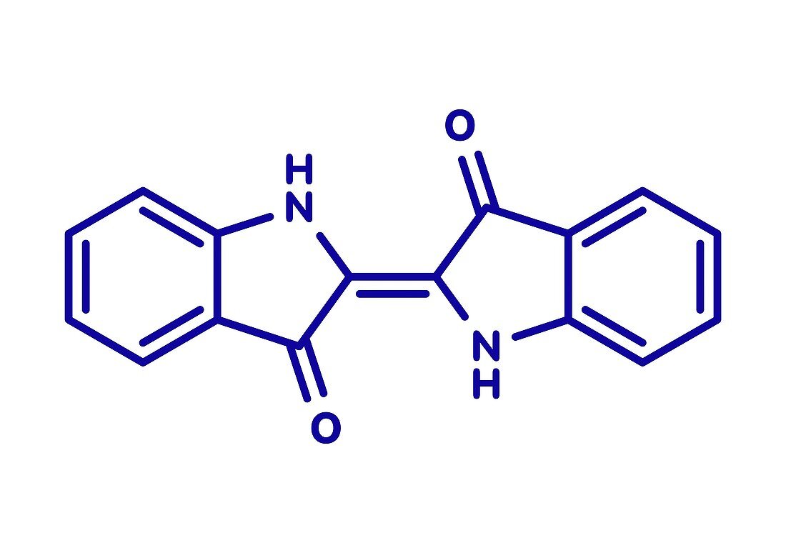 Indigo carmine food colorant molecule, illustration