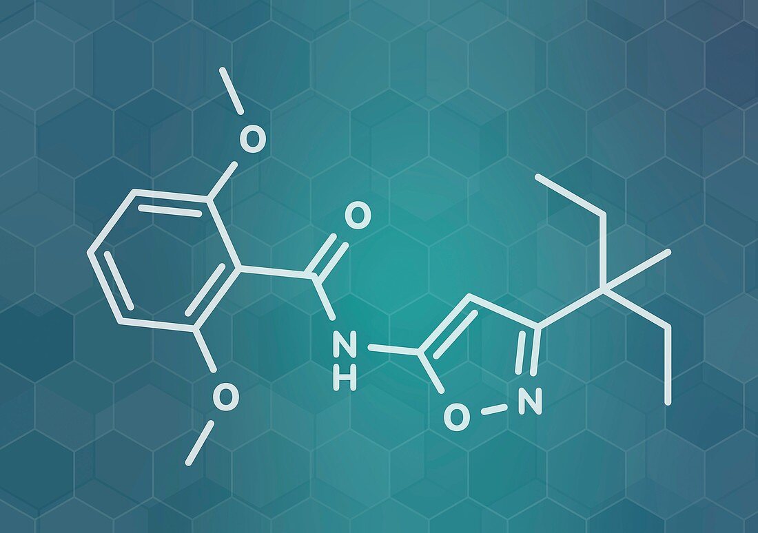Isoxaben herbicide molecule, illustration