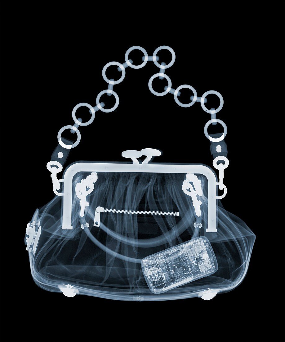 Handbag with phone, X-ray