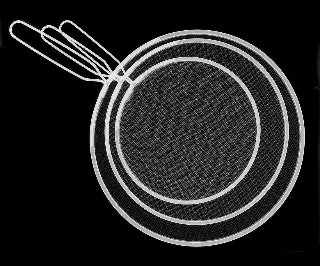 Aerial view of set of sieves, X-ray