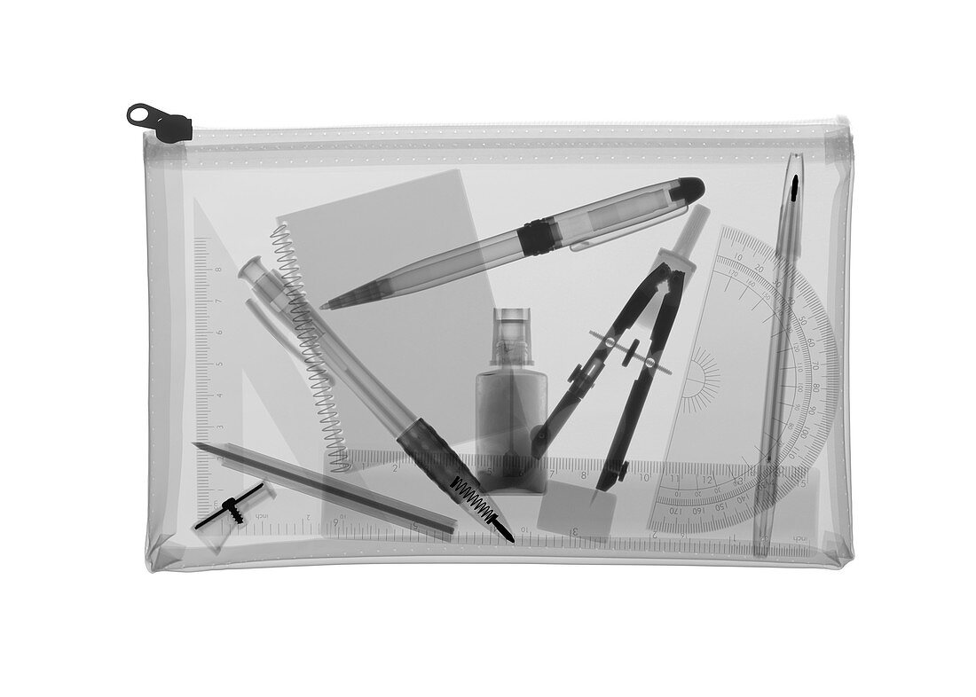 Pencil case and stationary, X-ray