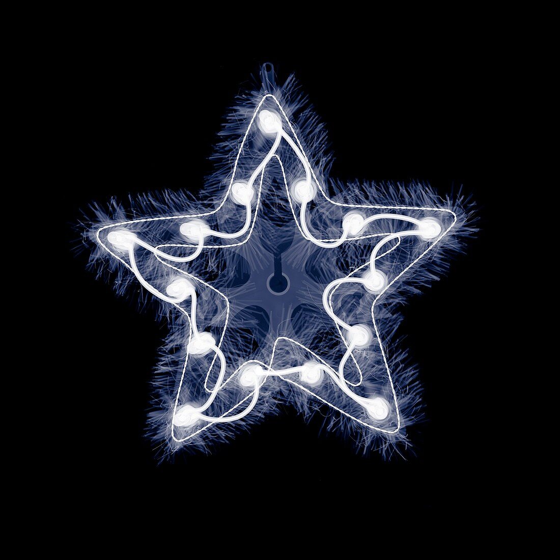 Star with lights and tinsel, X-ray