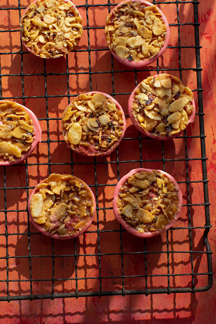 Almond tarts on a cooling rack