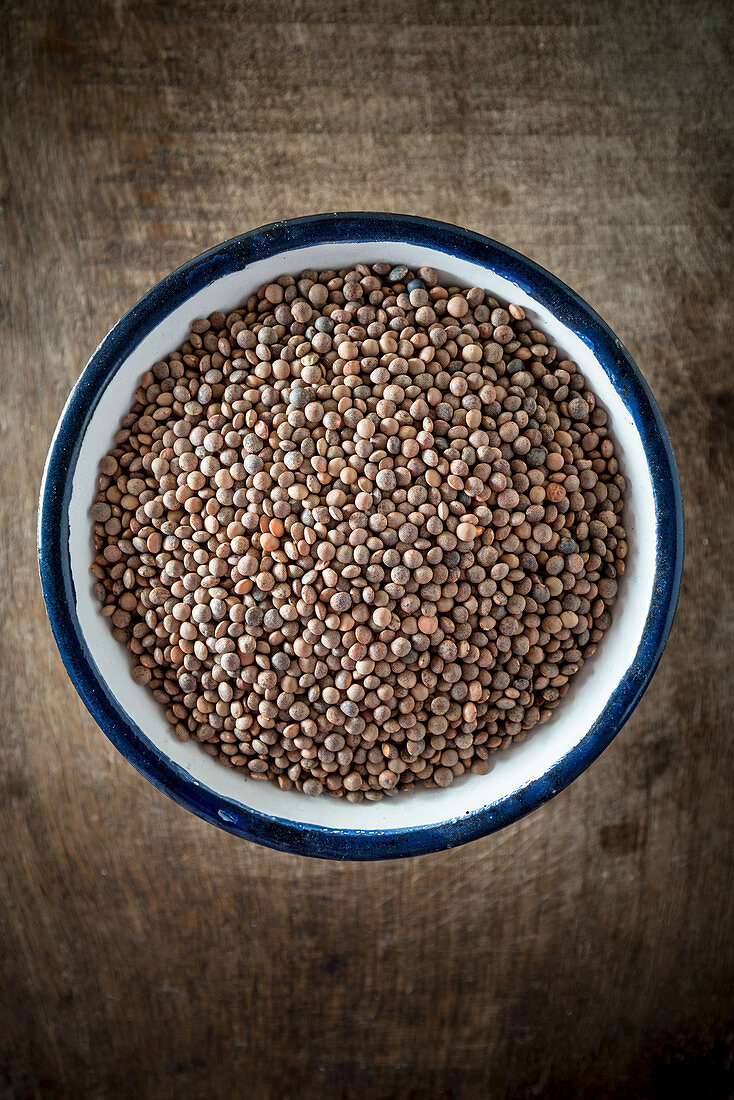 Brown Lentils in a Bowl