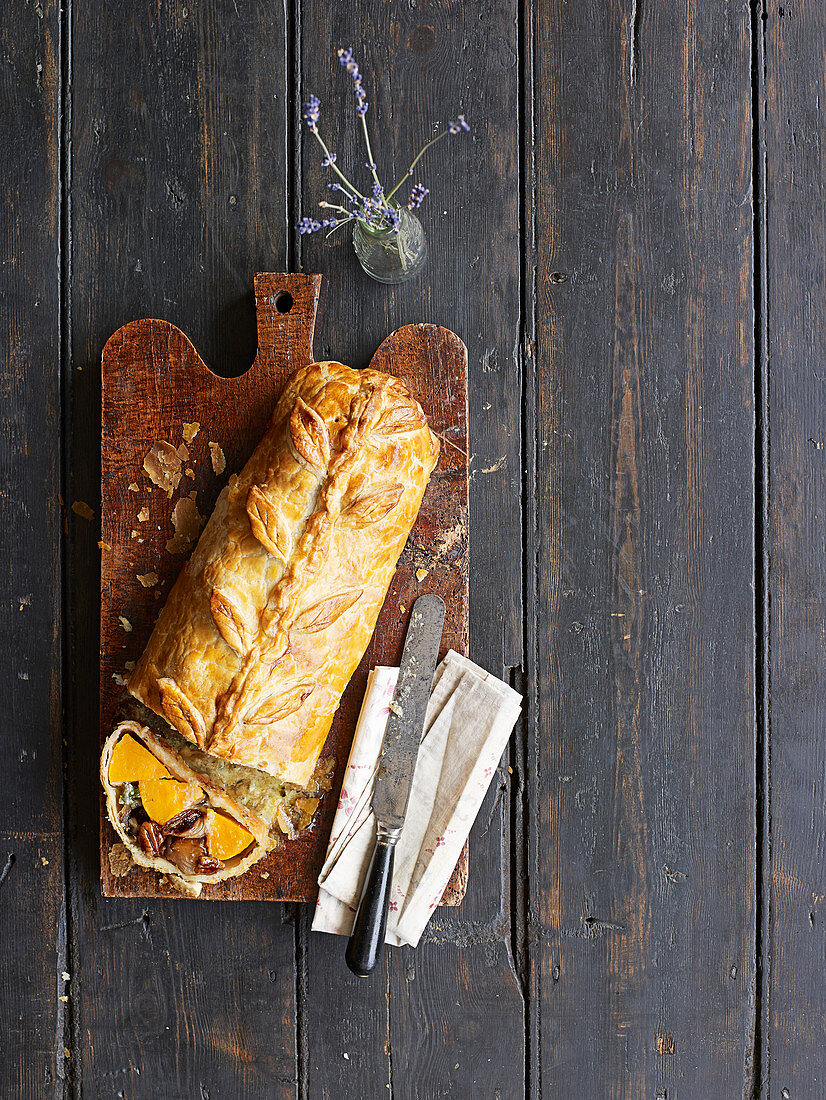 Squash and blue cheese wellington