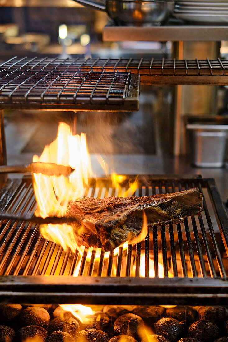 Grilling T-Bone steak