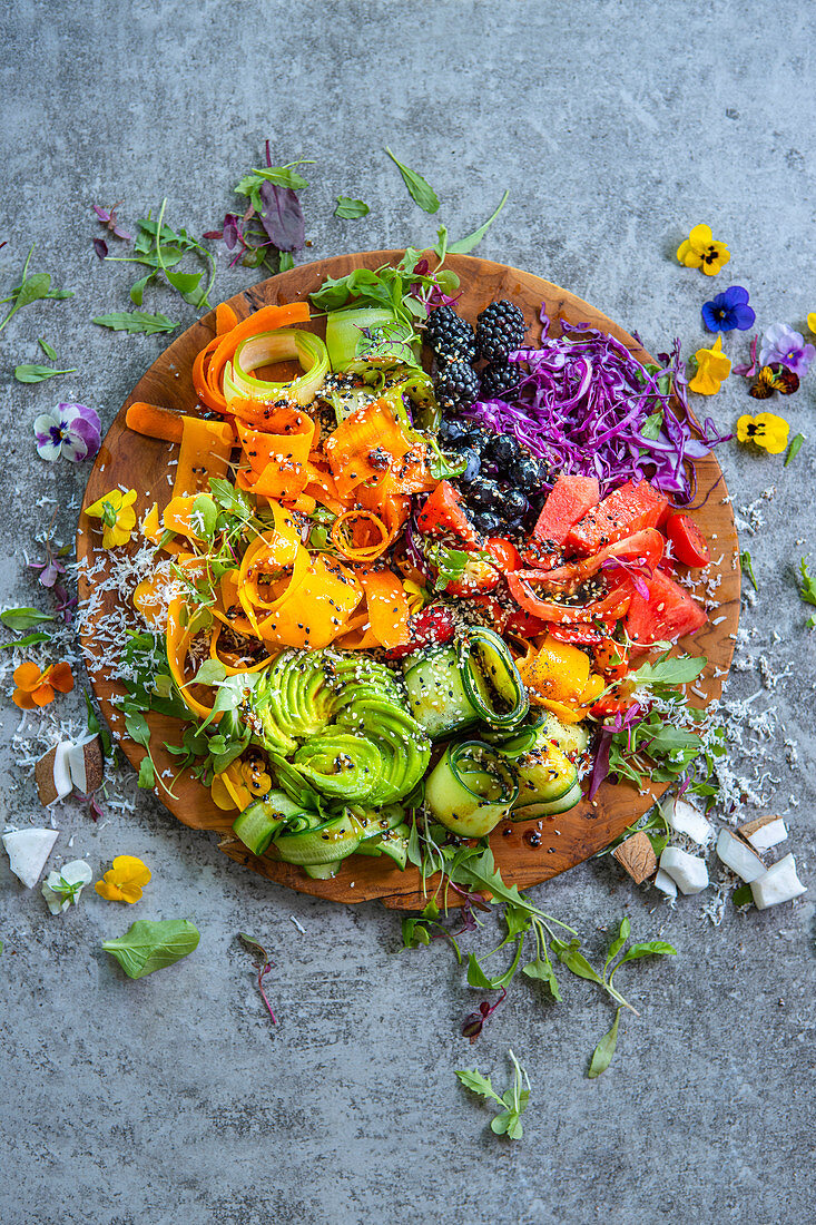 A colourful rainbow salad