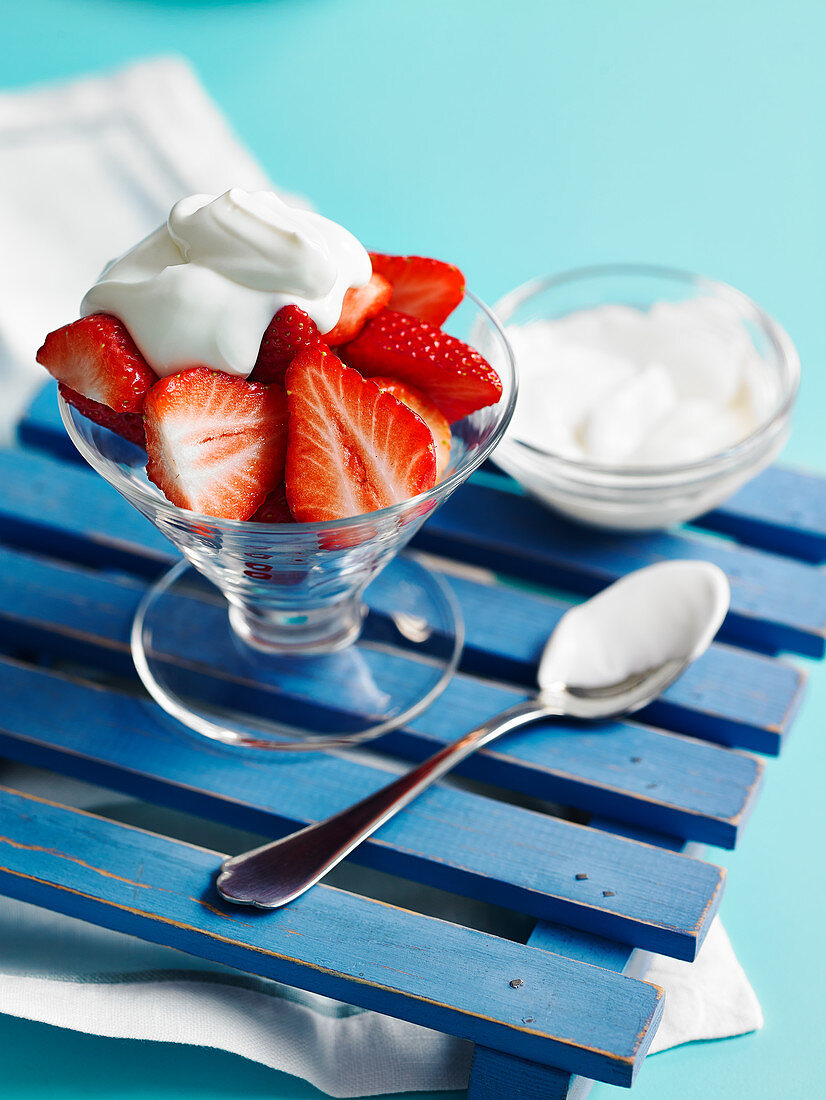 Strawberries with creme fraiche