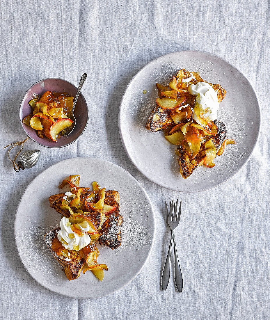 Marmalade and whisky pain perdu with apples