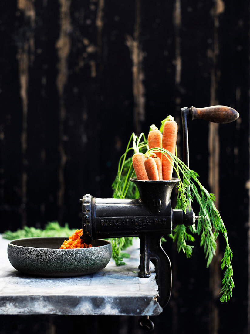Carrots in a mincer
