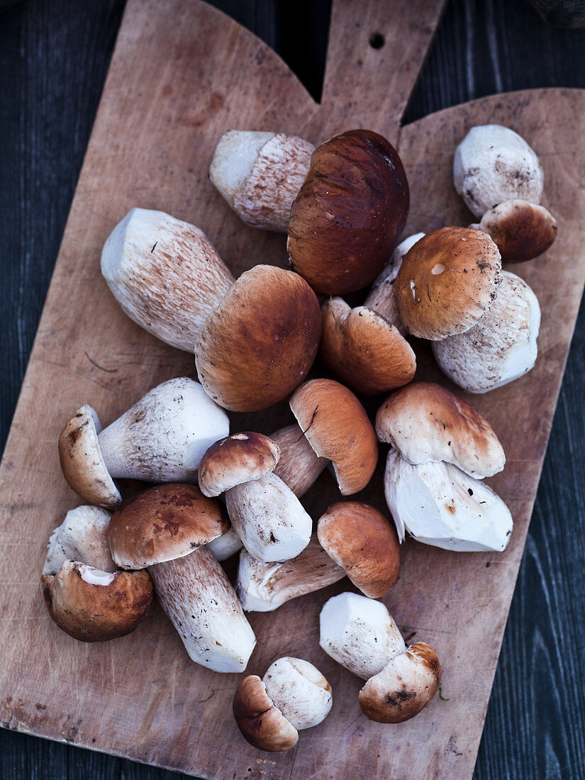 Steinpilze auf Holzschneidebrett