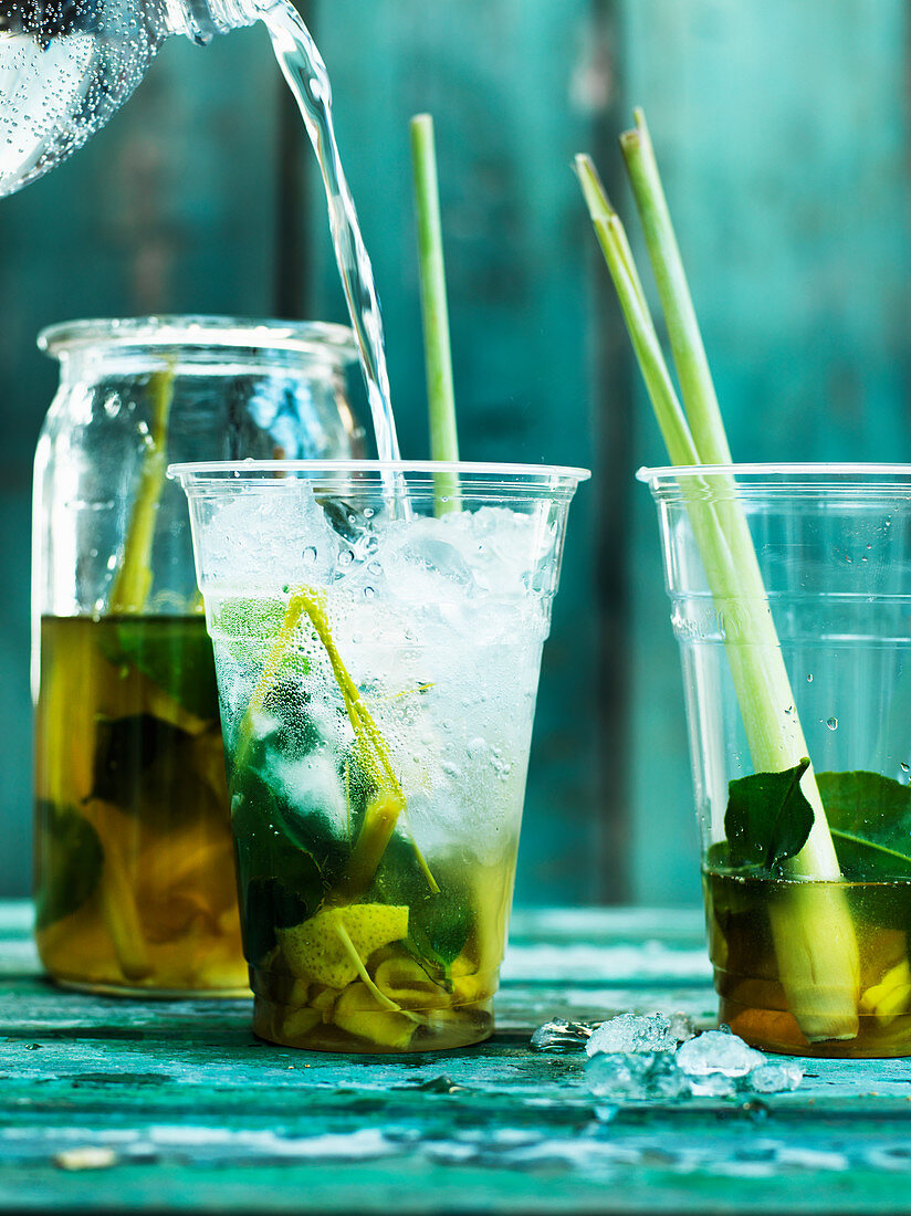 Soda with lemongrass and kaffir lime leaves