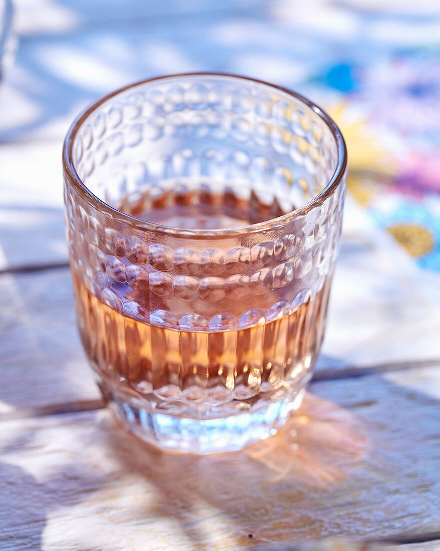 Rose wine in a crystal glass