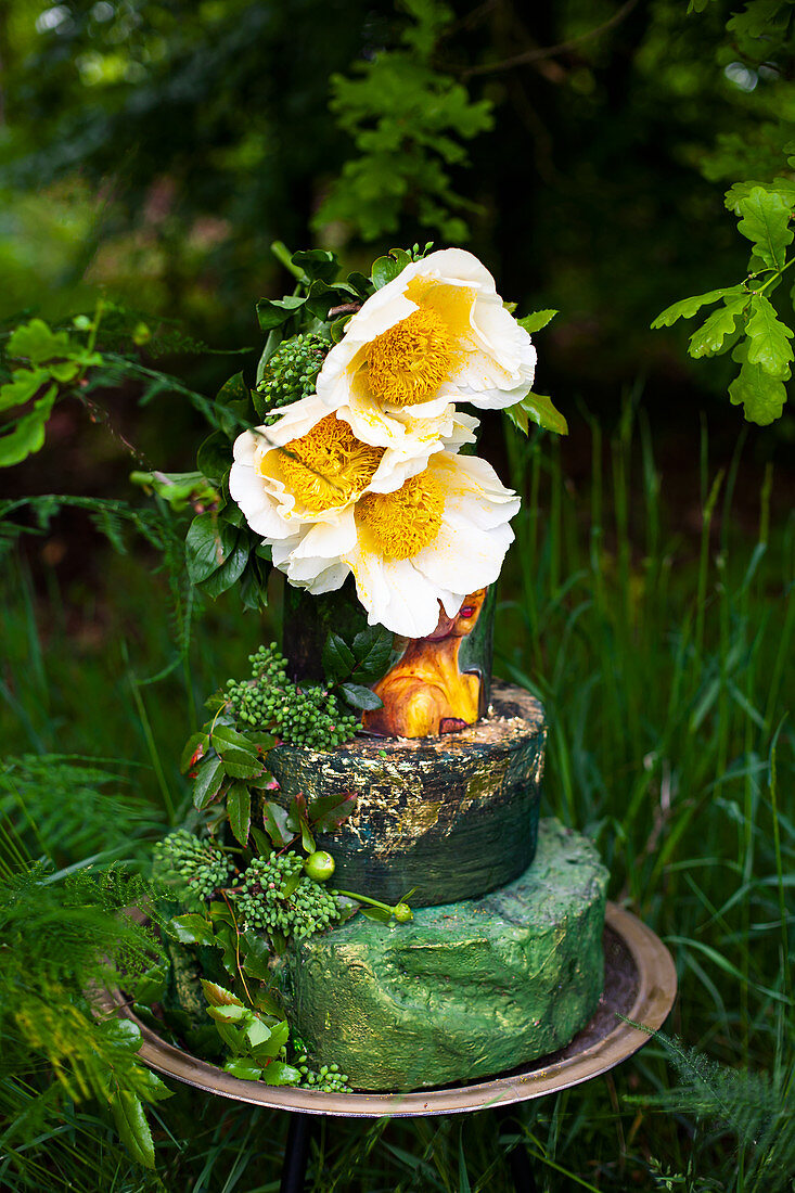 Arrangement of 'Claire de Lune' peonies