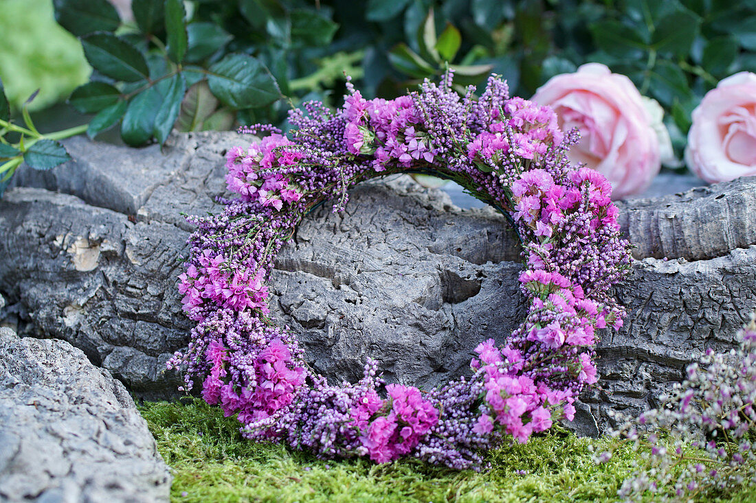 Bouquets of broom heather and sea lavender