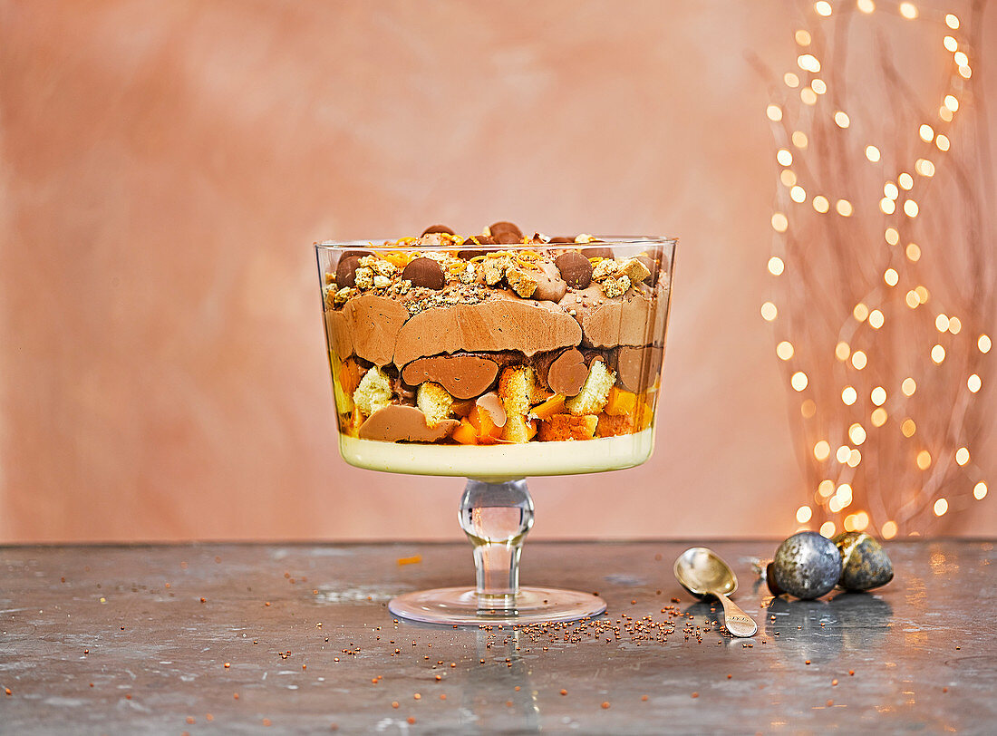 Schokoladen-Orangen-Trifle zu Weihnachten