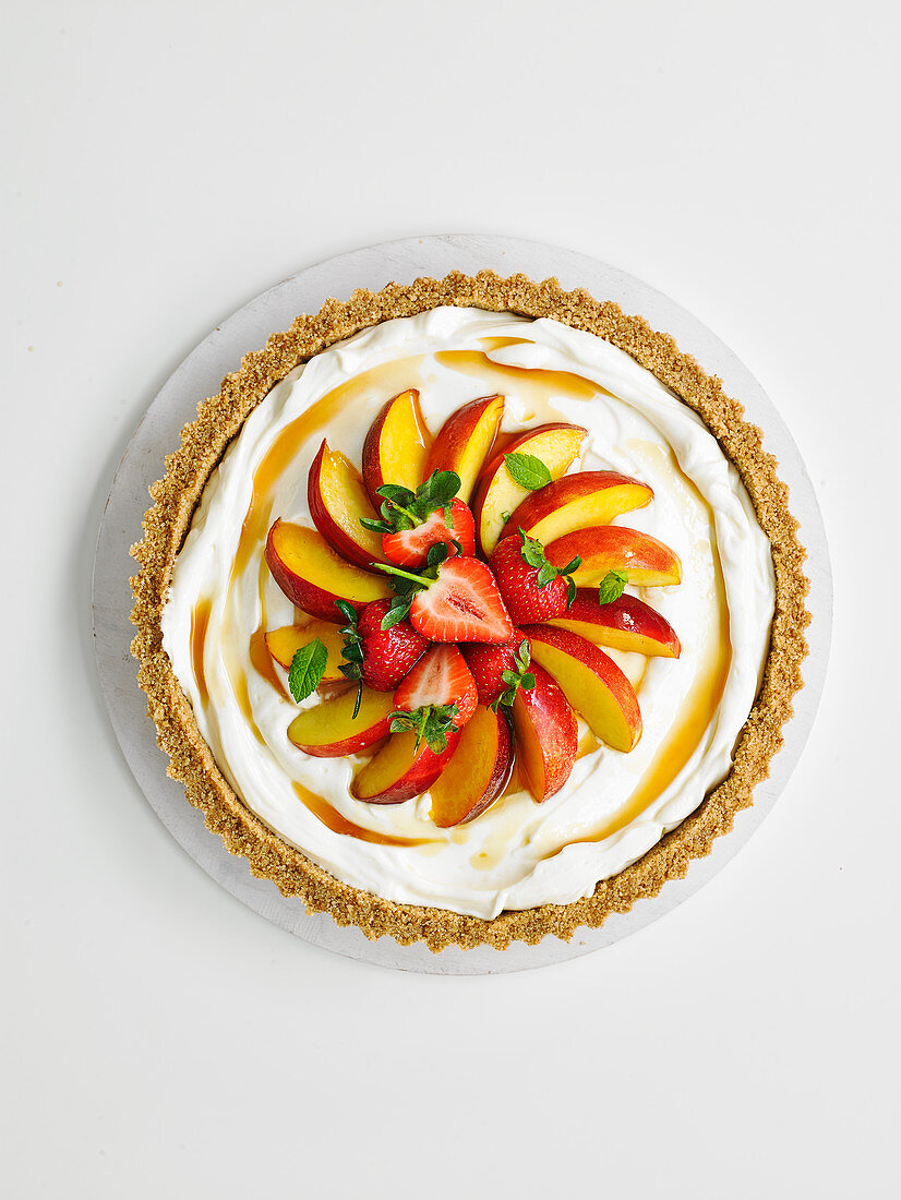 Pimms Pie with nectarines