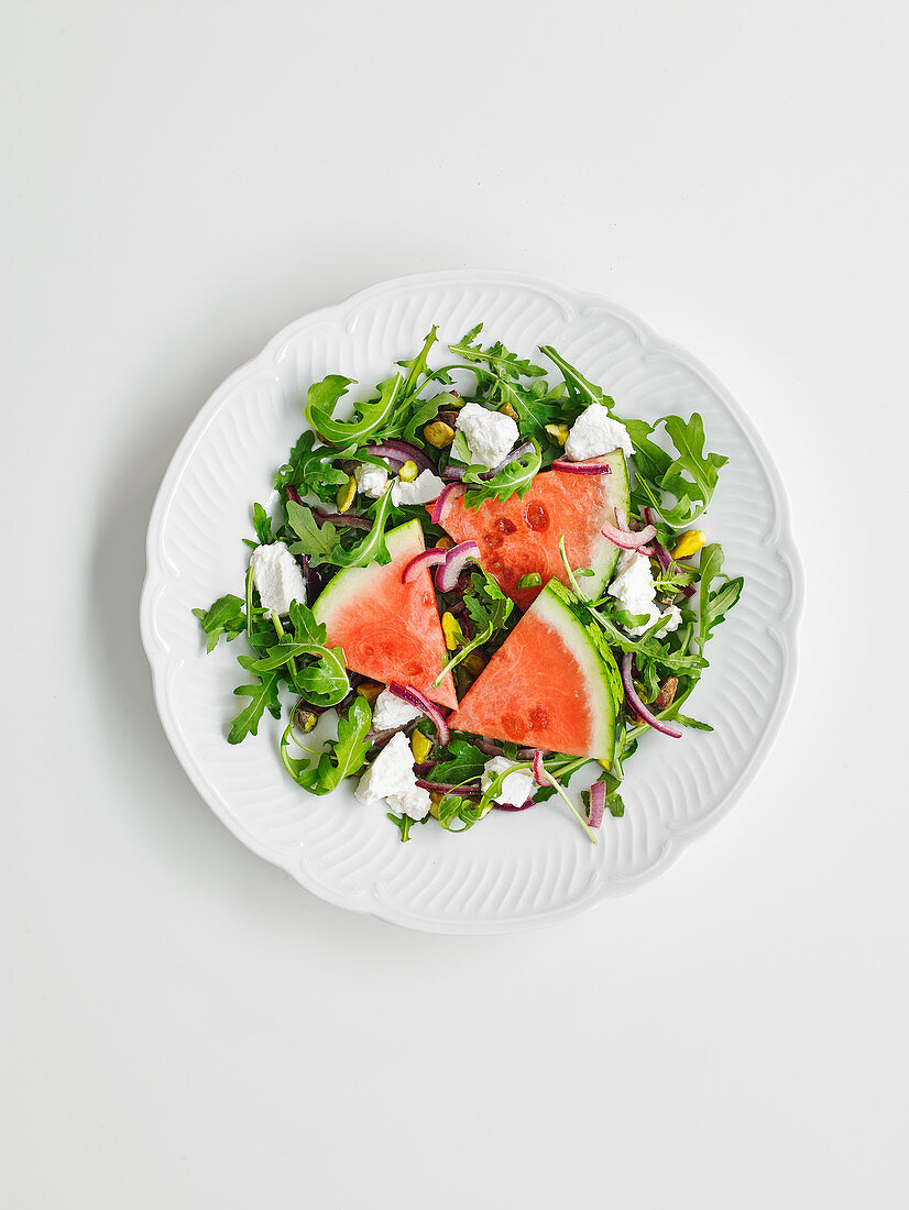 Watermelon Salad with rocket and feta