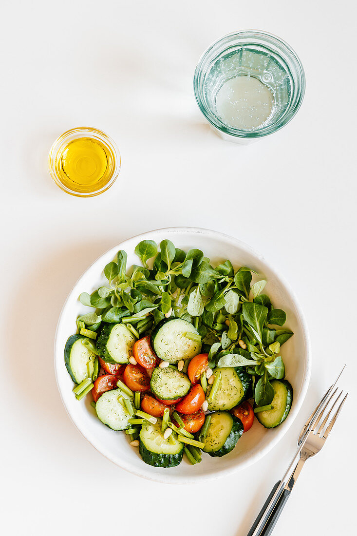 Fresh summer salad with cucumber