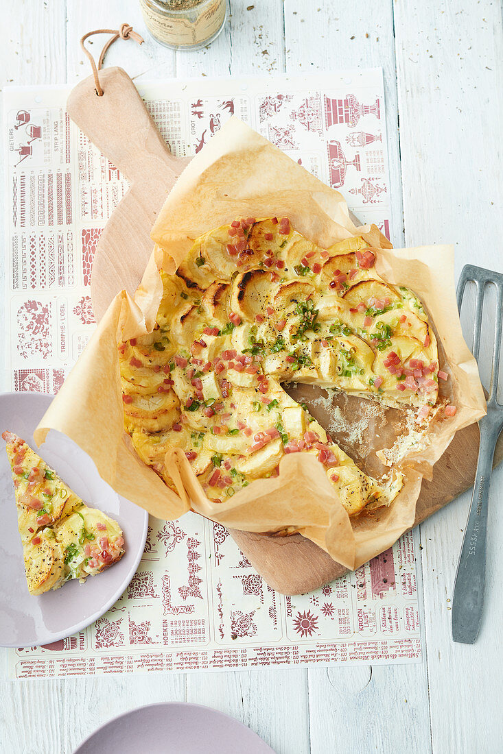 Parsnip tart with bacon