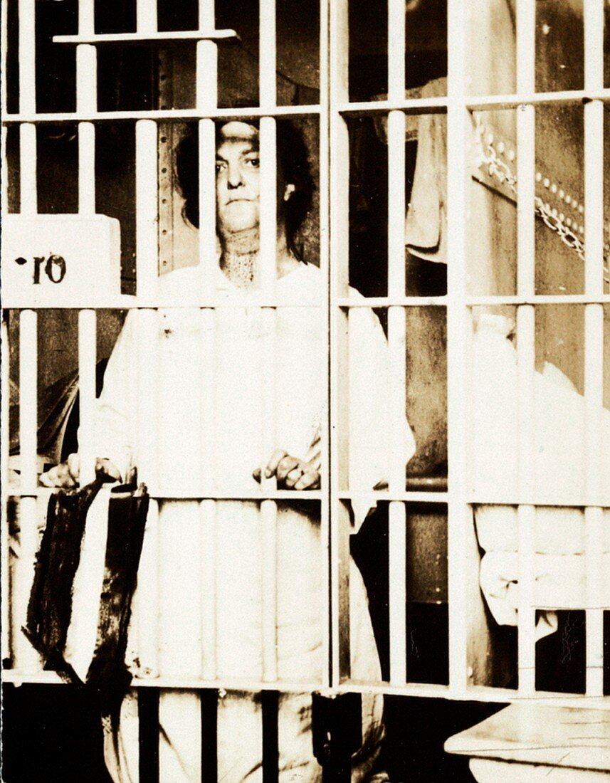 Helena Hill Weed, US suffragette, in jail, 1917