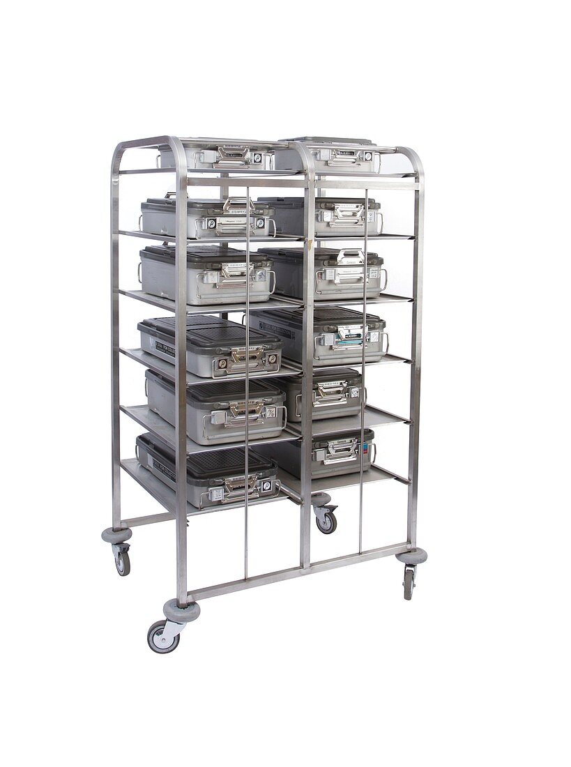 Hospital instrument case rack, 1990s