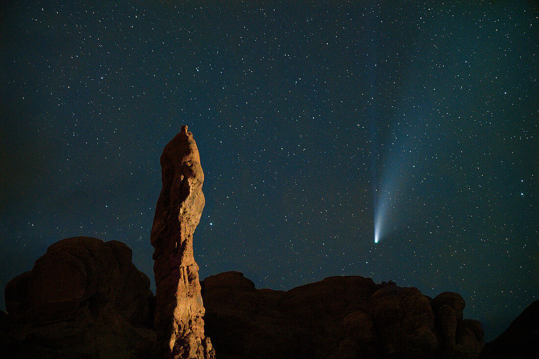 Comet Neowise over Arches National Park, Utah, USA