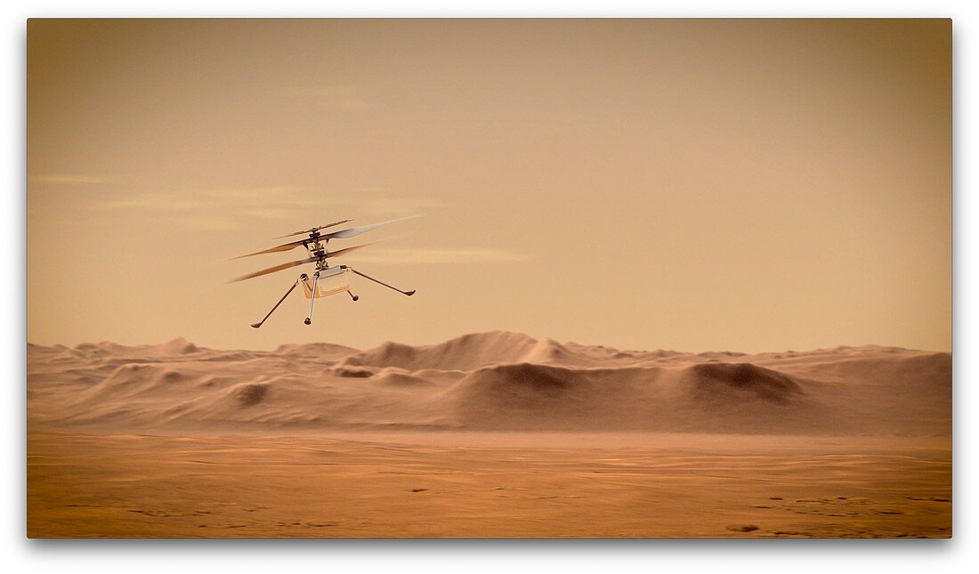 Mars 2020 helicopter on Mars, illustration