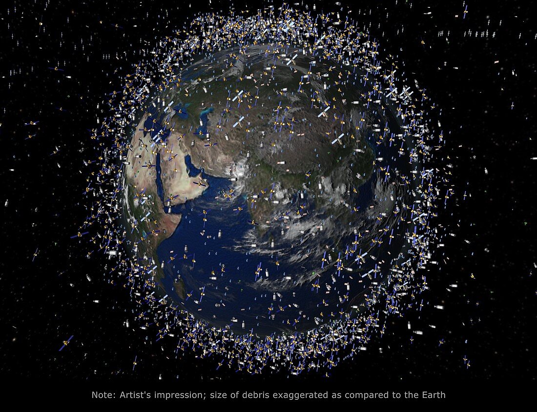 Space debris, illustration
