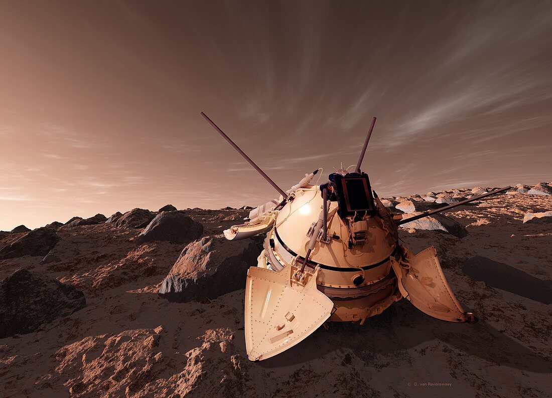 Mars 3 spacecraft on Mars, illustration