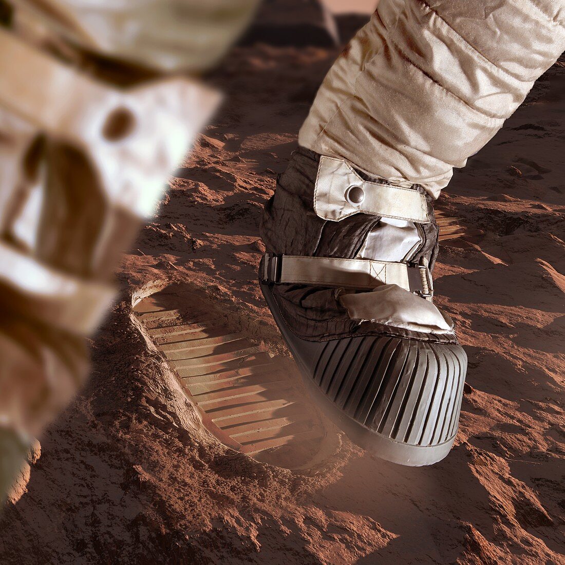 First steps on Mars, illustration