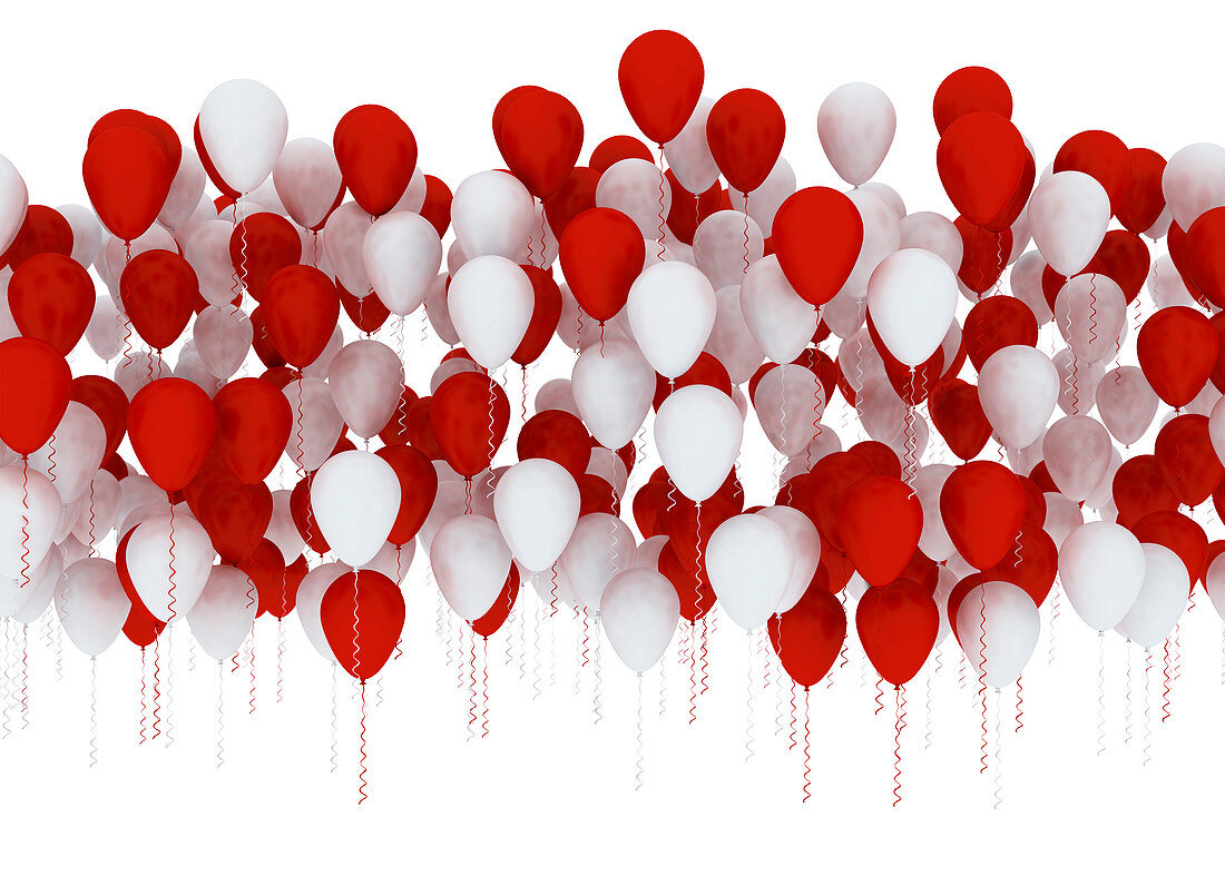 Red and white balloons, illustration