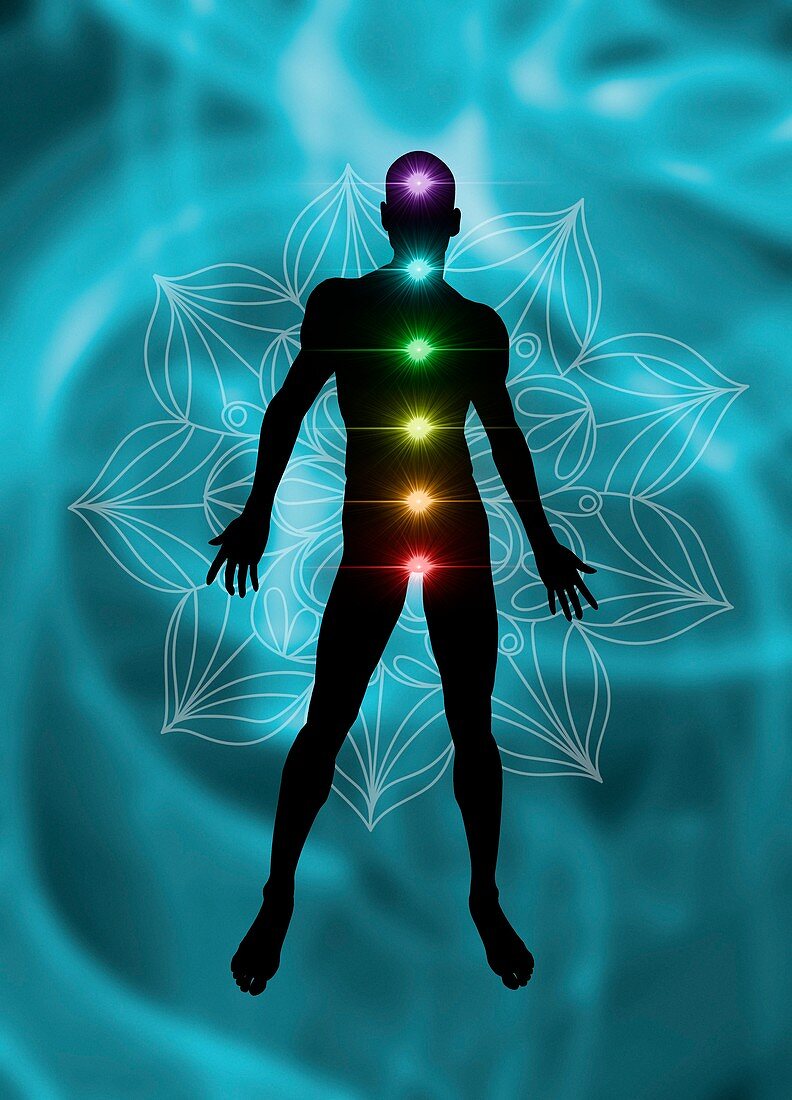 Chakra energy points, illustration