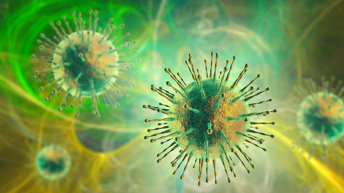 Coronavirus particles, illustration