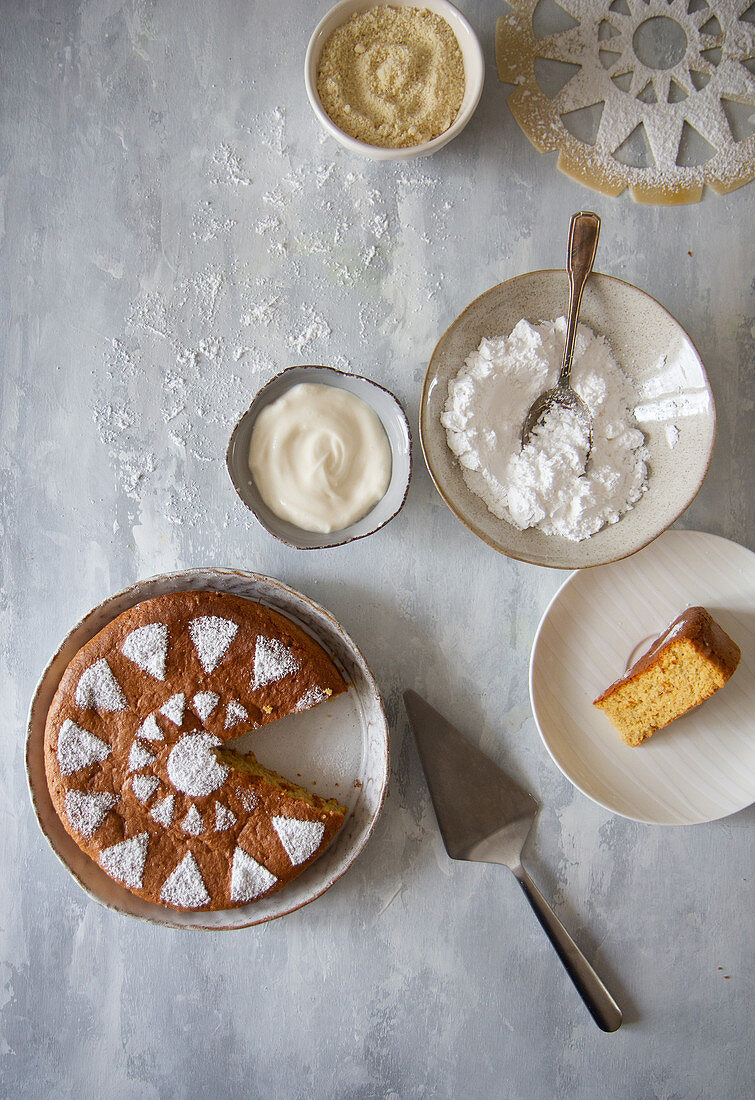 Simple almond yogurt cake